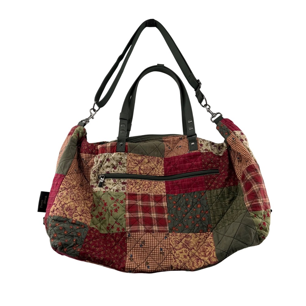 Donna Sharp Quilted Patchwork Weekender Duffle Bag Floral Plaid Cottagecore Boho